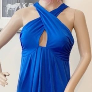 DVF Tonga Dress Cobalt Blue Cross Over Neck Size 14